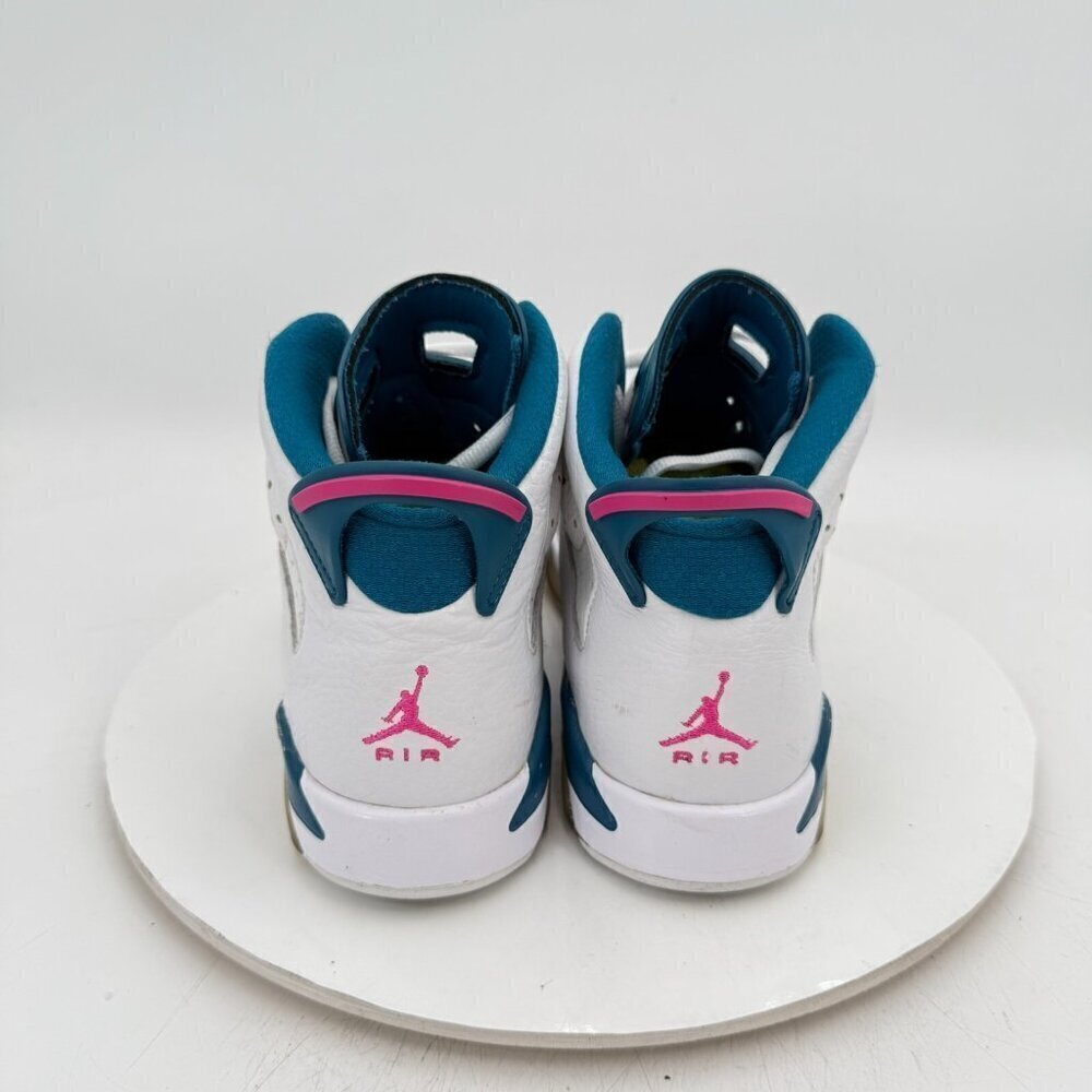 Nike Air Jordan 6 Youth Sz 7Y Women 8.5 543390-153 White Fuchsia Green Shoes - Picture 5 of 11
